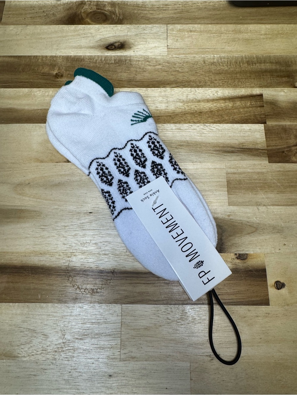 Free People Movement White Ankle Socks with Green Accent